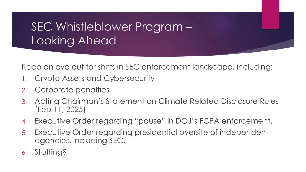 sec whistleblower program looking ahead