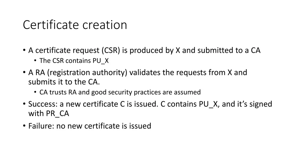 certificate creation