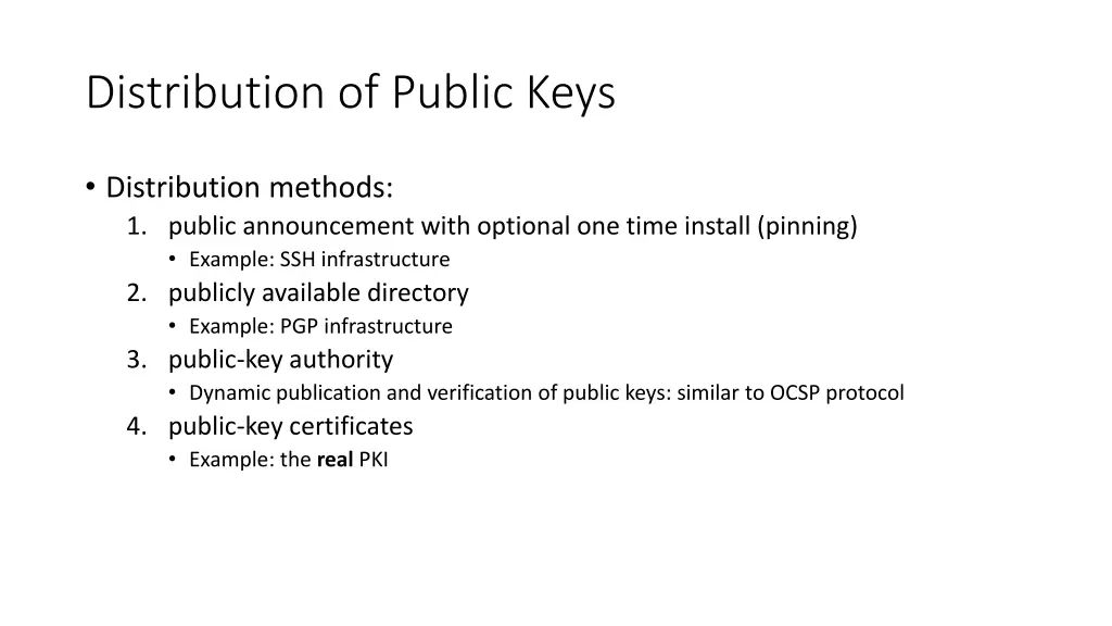 distribution of public keys