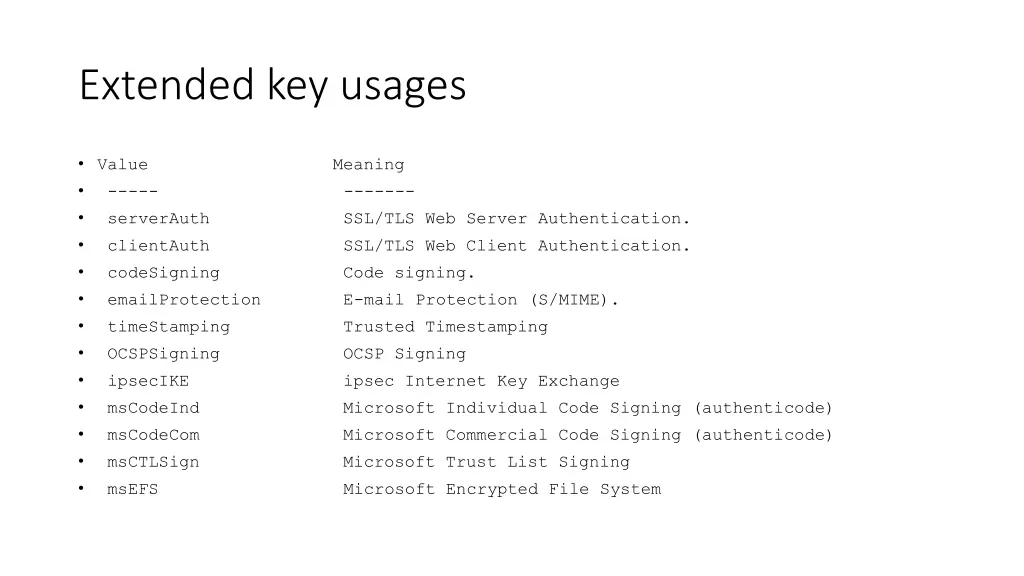 extended key usages