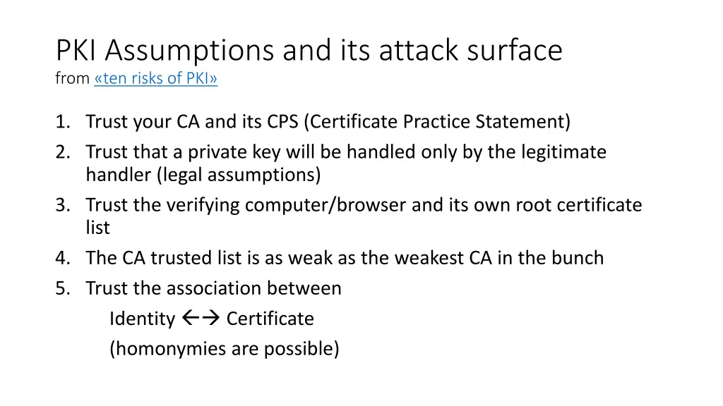 pki assumptions and its attack surface from