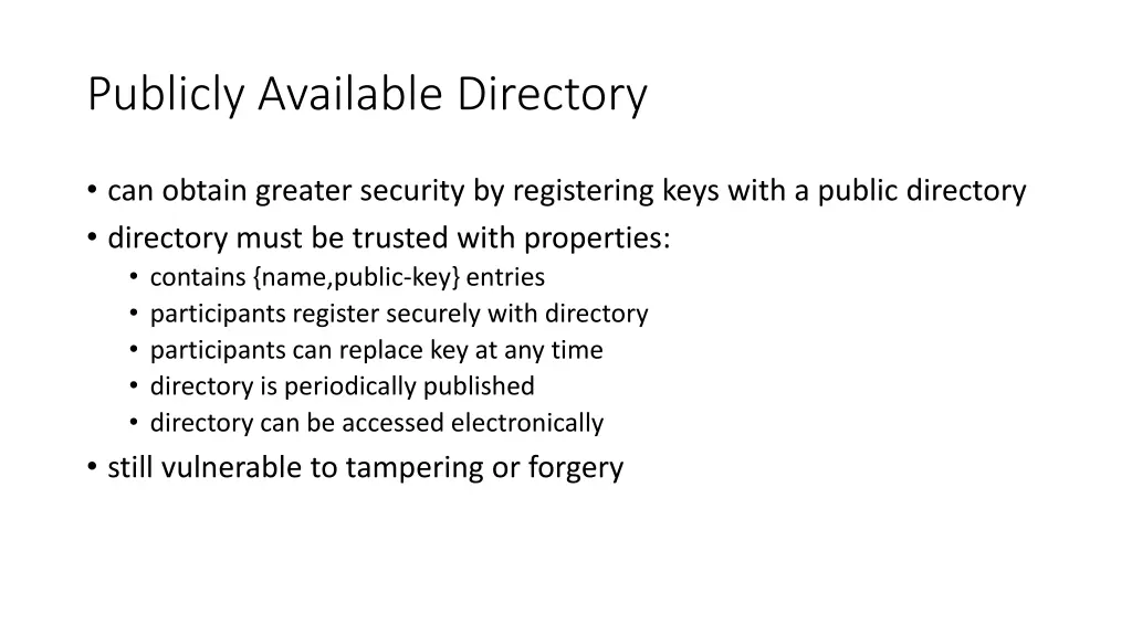 publicly available directory