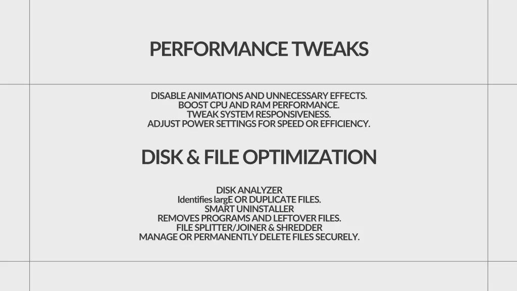 performance tweaks