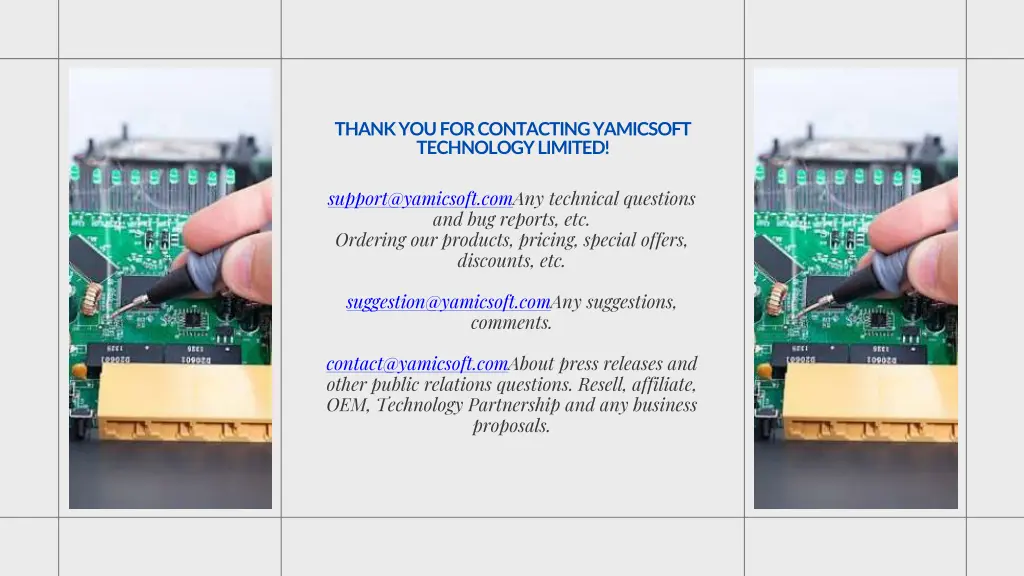 thank you for contacting yamicsoft technology