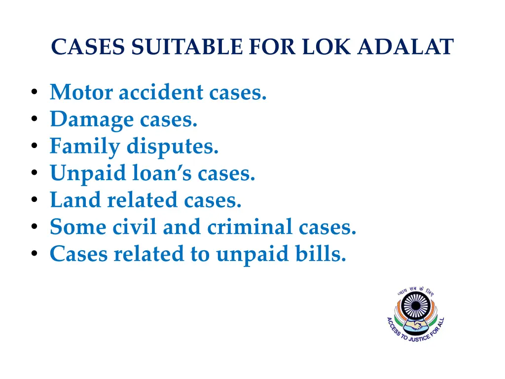 cases suitable for lok adalat