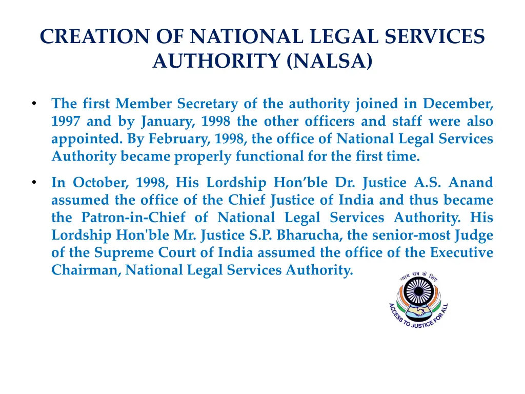 creation of national legal services authority