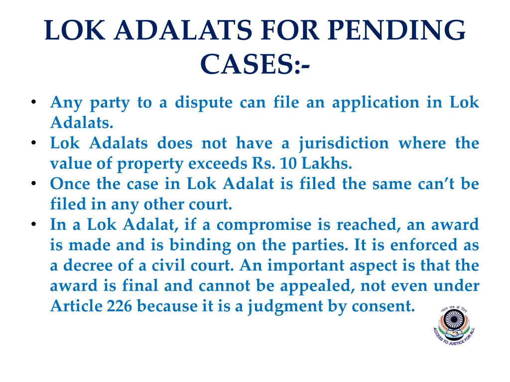lok adalats for pending cases