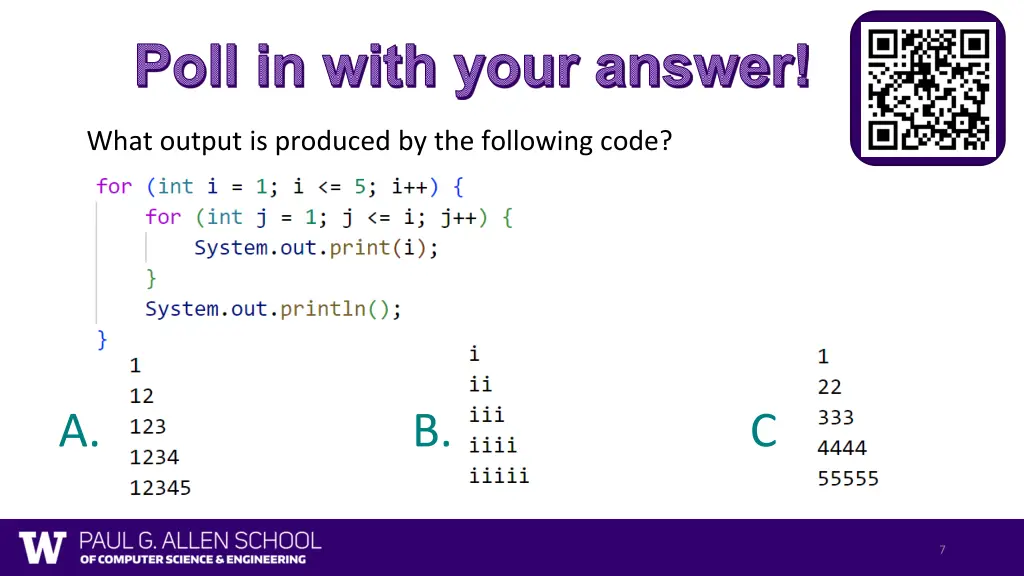poll in with your answer