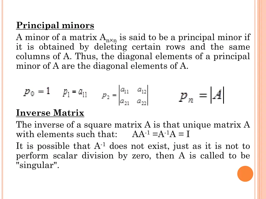 principal minors a minor of a matrix
