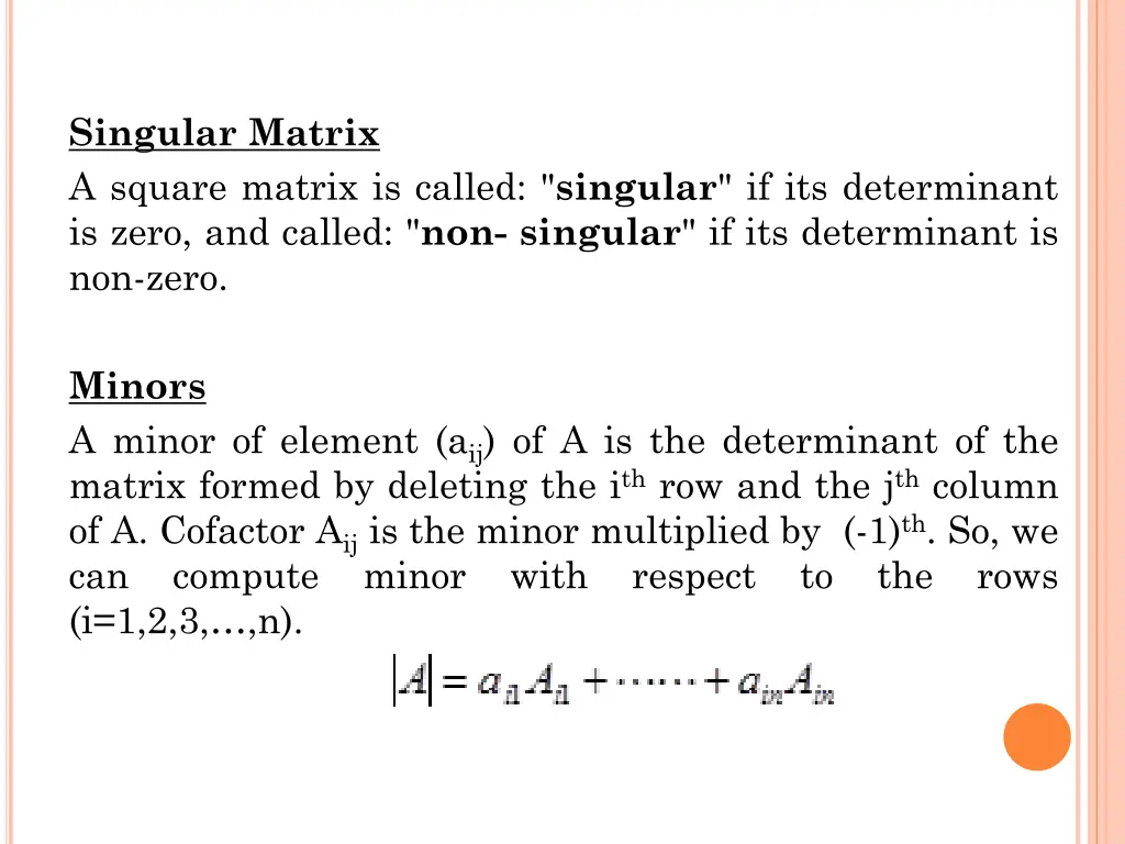 singular matrix a square matrix is called