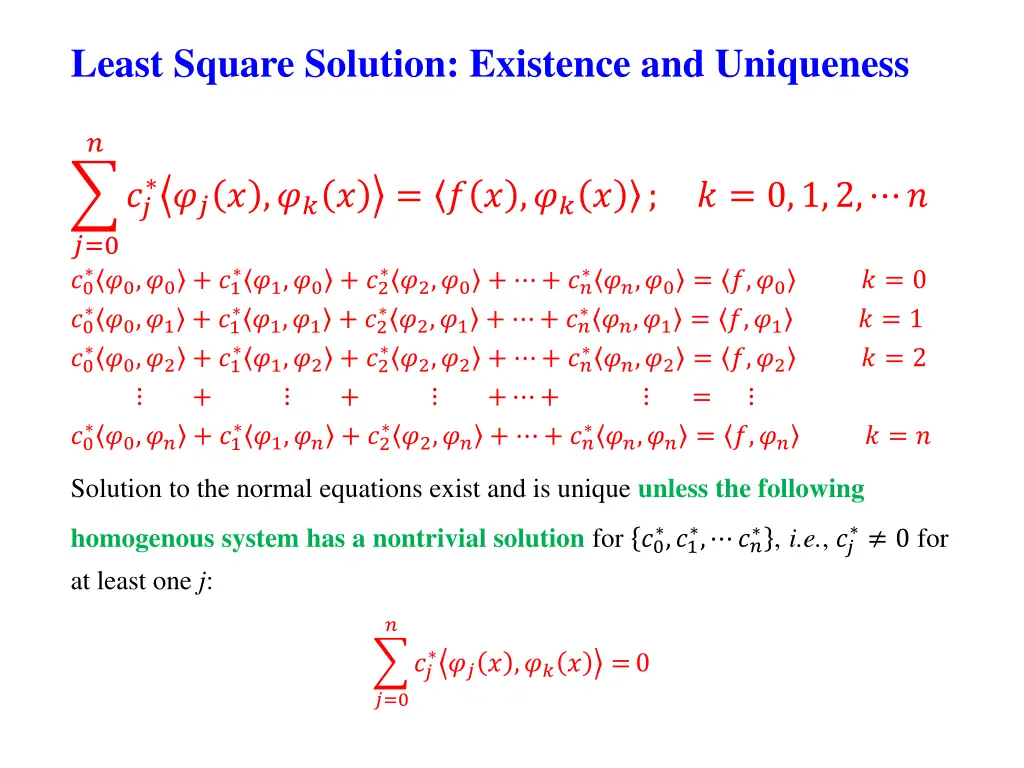 least square solution existence and uniqueness