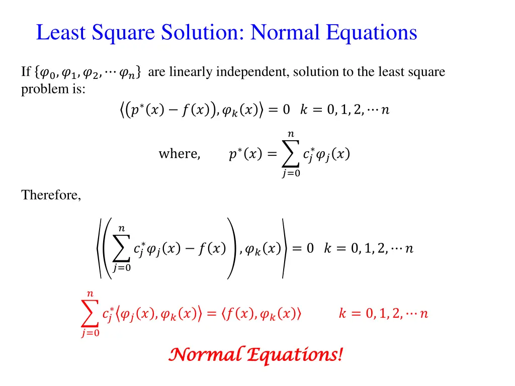 least square solution normal equations