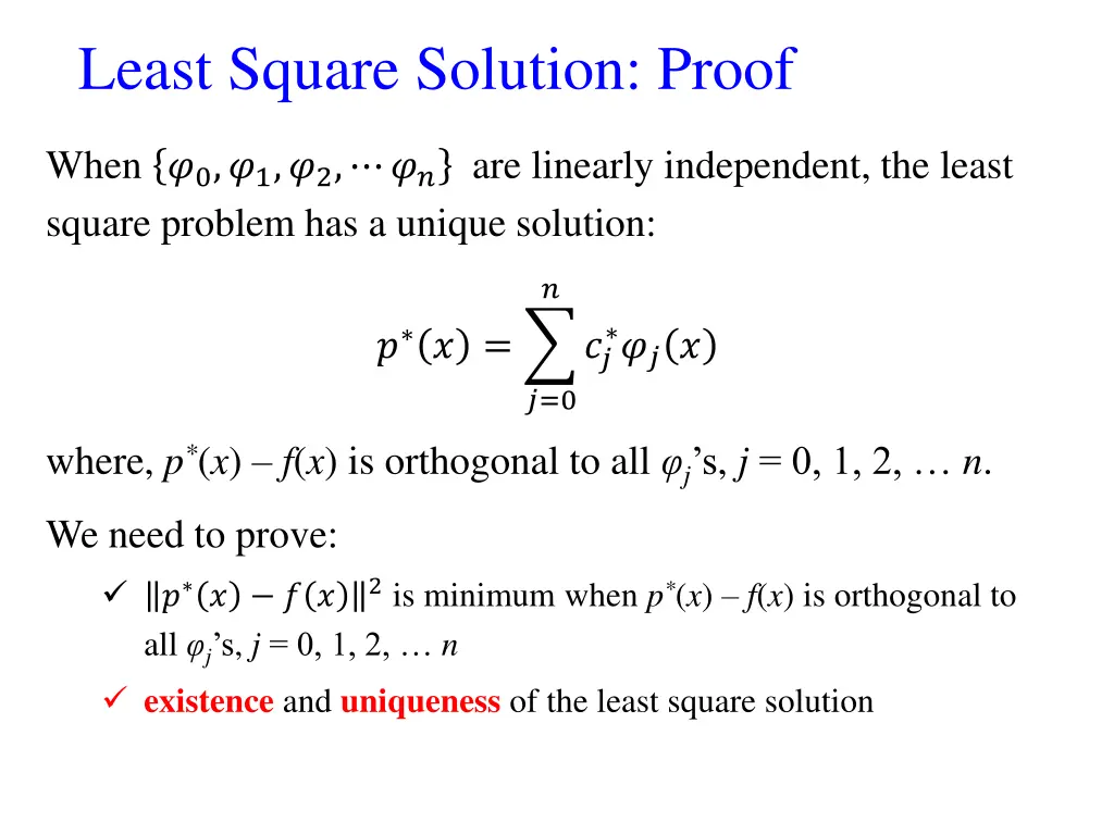 least square solution proof