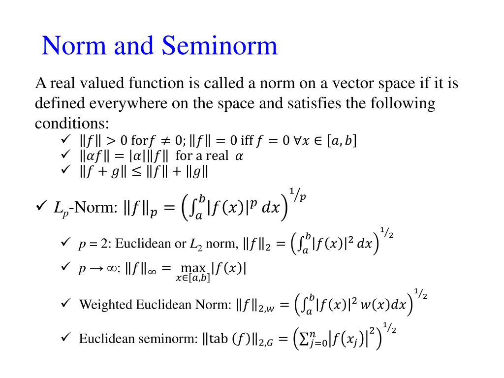 norm and seminorm