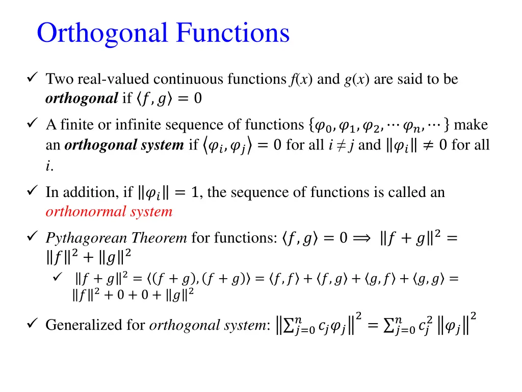 orthogonal functions