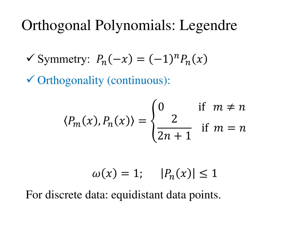 orthogonal polynomials legendre 1