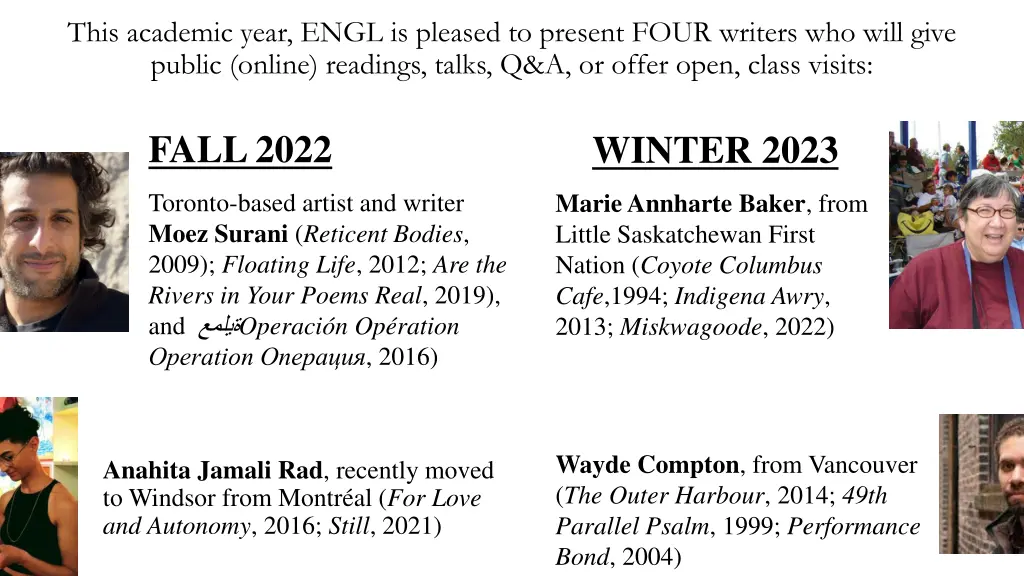 this academic year engl is pleased to present