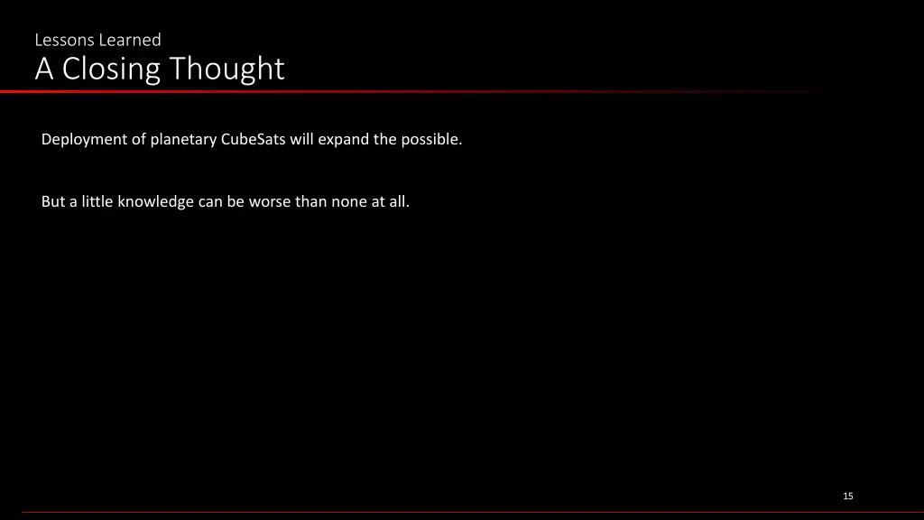 lessons learned a closing thought 1