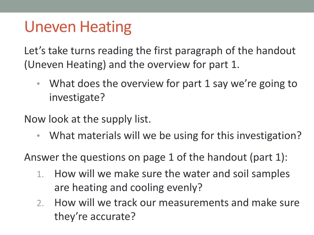 uneven heating