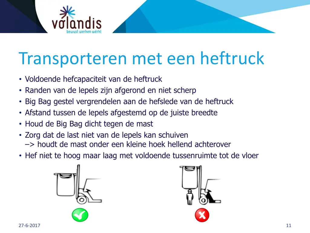 transporteren met een heftruck