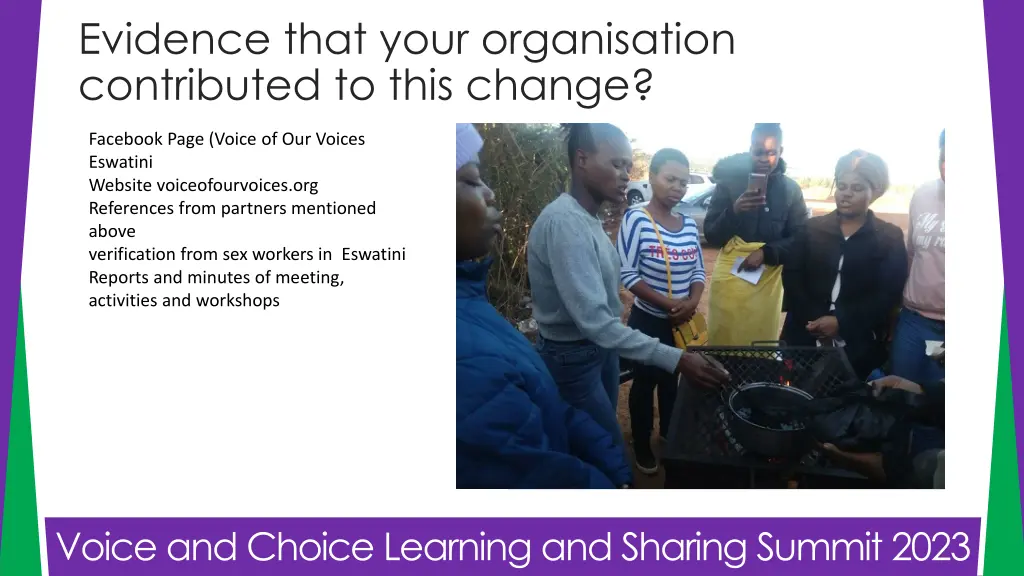 evidence that your organisation contributed