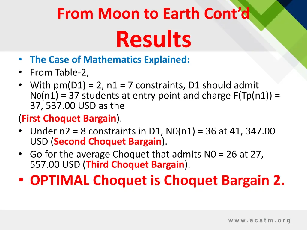 from moon to earth cont d results the case