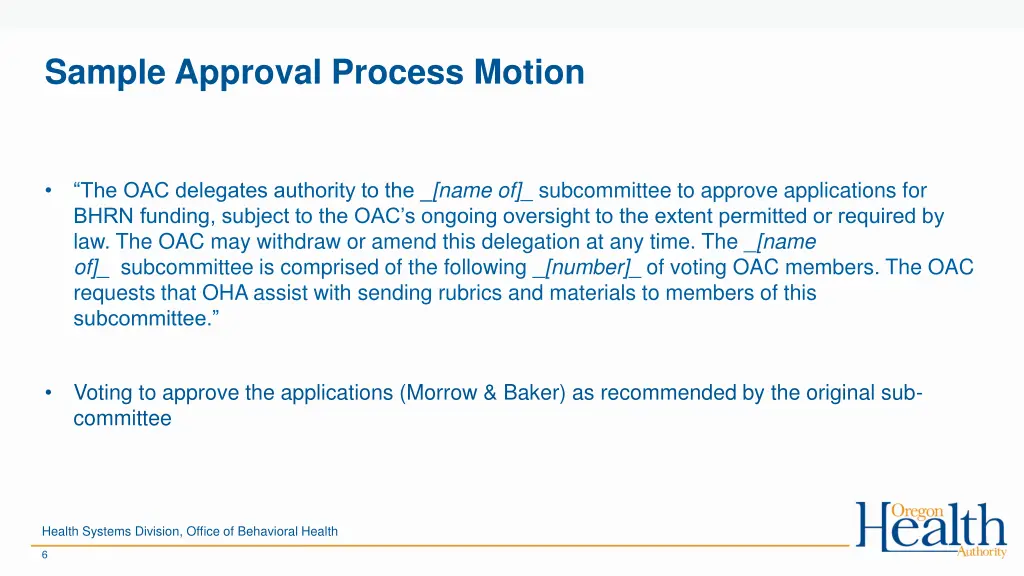 sample approval process motion