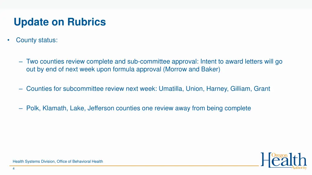update on rubrics 1