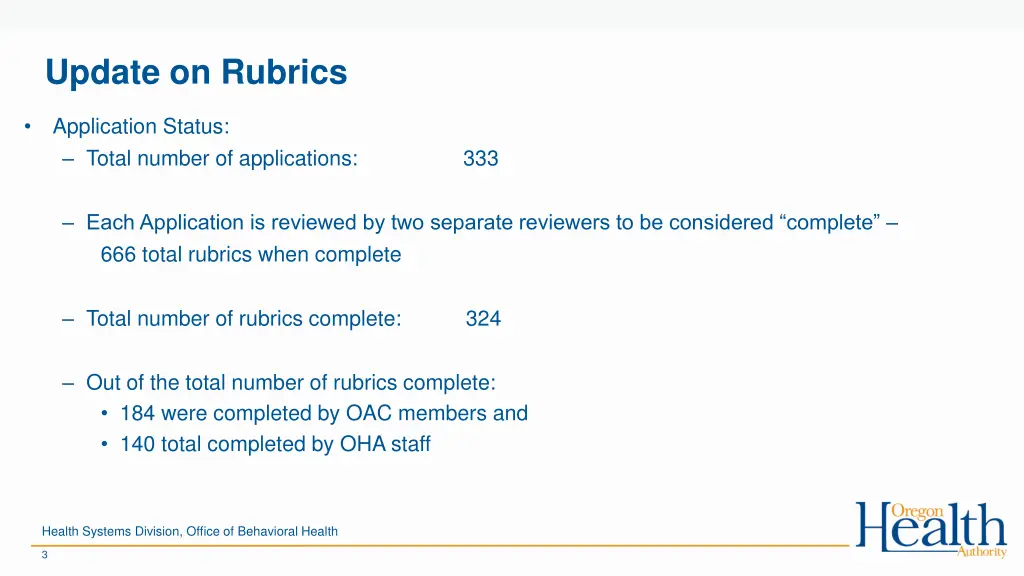 update on rubrics