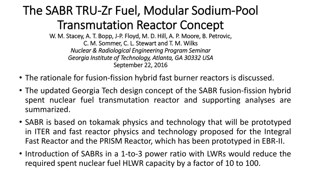 the the sabr tru sabr tru zr zr fuel modular