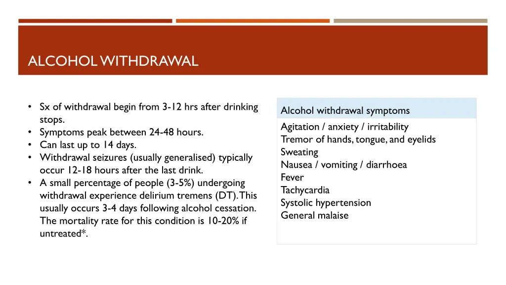 alcohol withdrawal