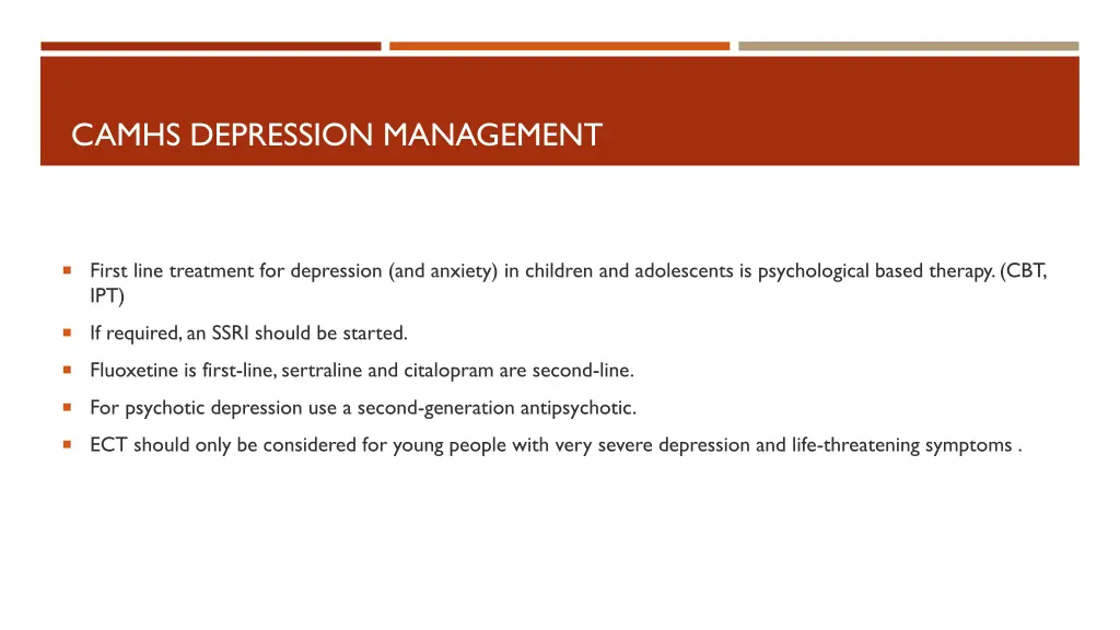 camhs depression management