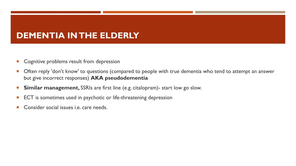dementia in the elderly