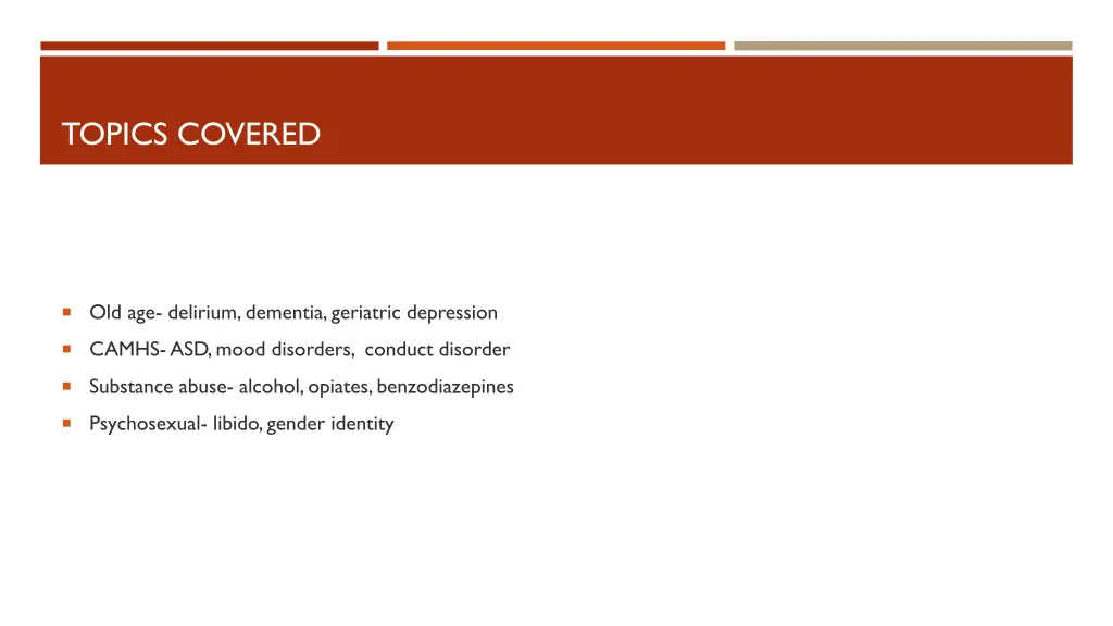topics covered