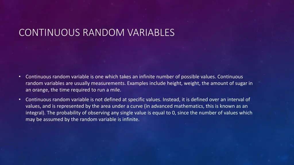continuous random variables