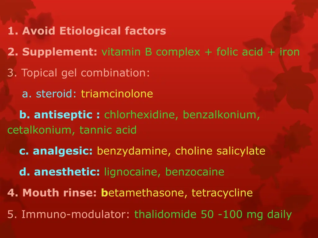 1 avoid etiological factors