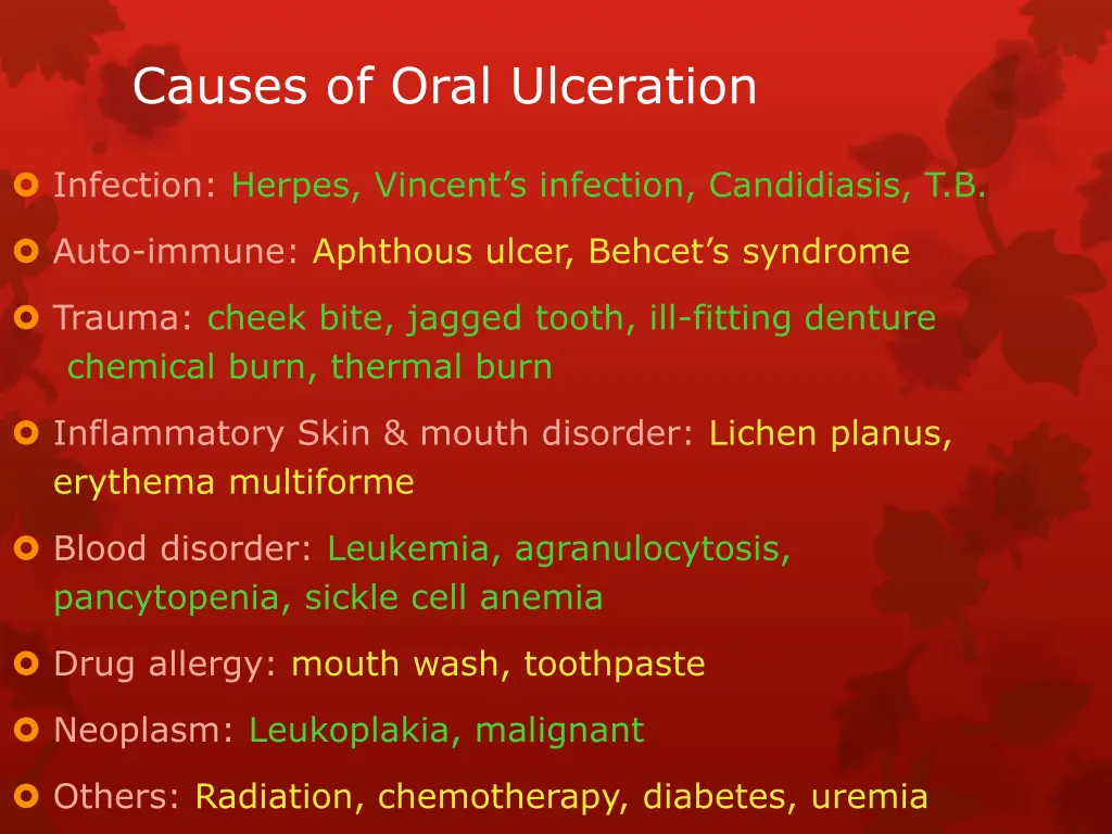 causes of oral ulceration
