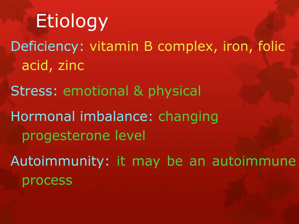 etiology deficiency vitamin b complex iron folic