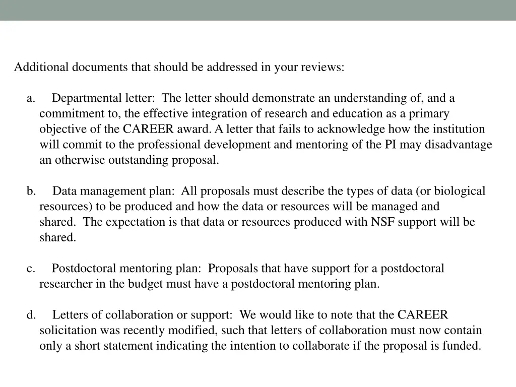 additional documents that should be addressed