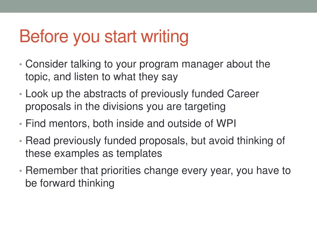 before you start writing