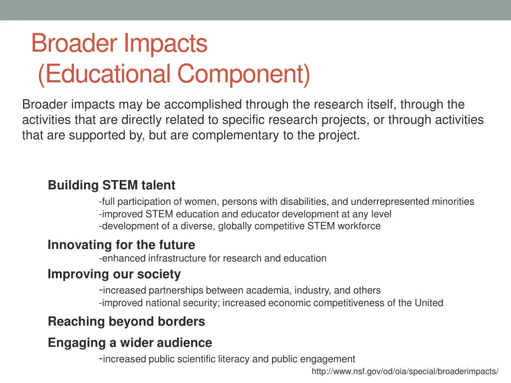 broader impacts educational component