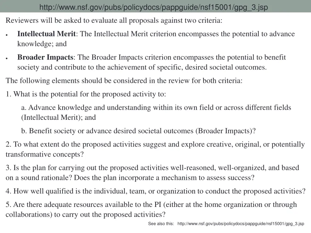 http www nsf gov pubs policydocs pappguide