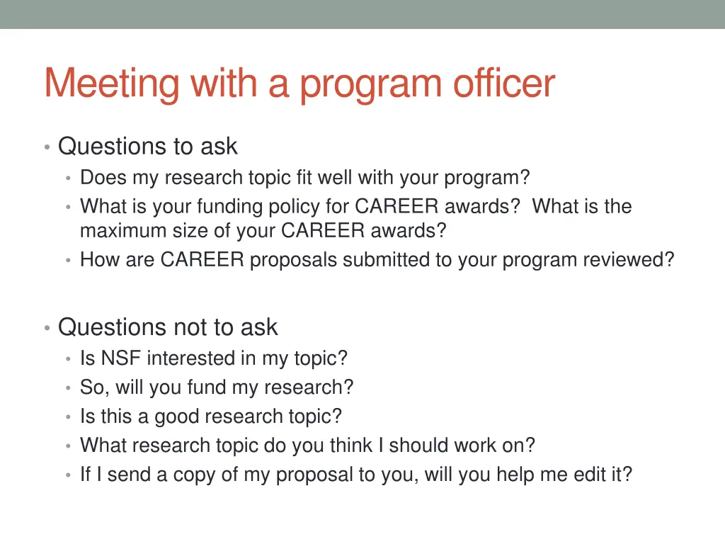 meeting with a program officer