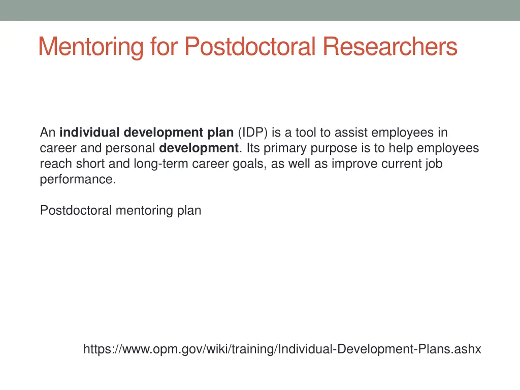 mentoring for postdoctoral researchers