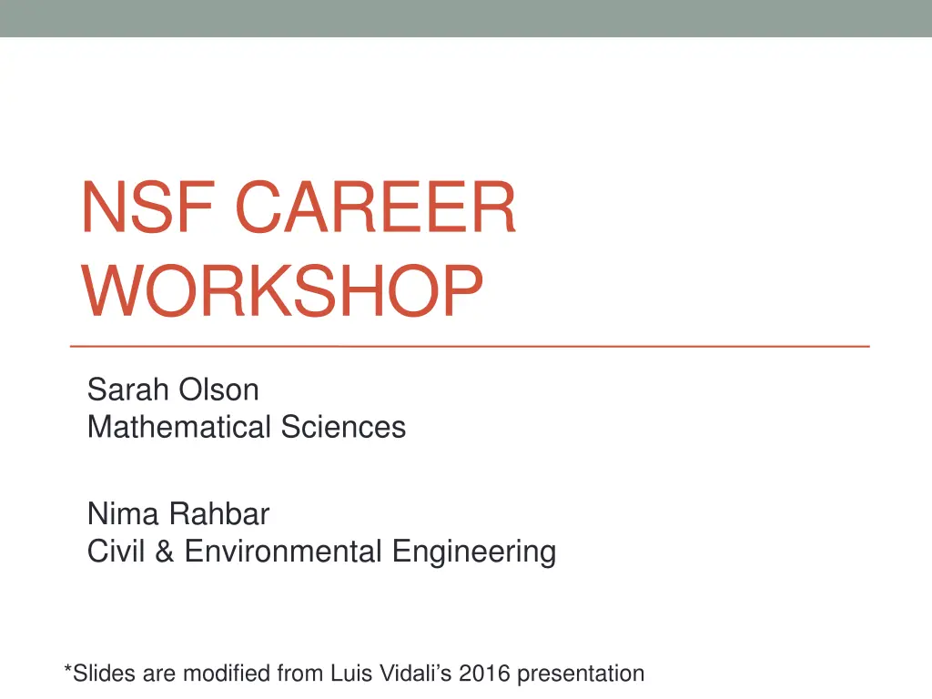 nsf career workshop