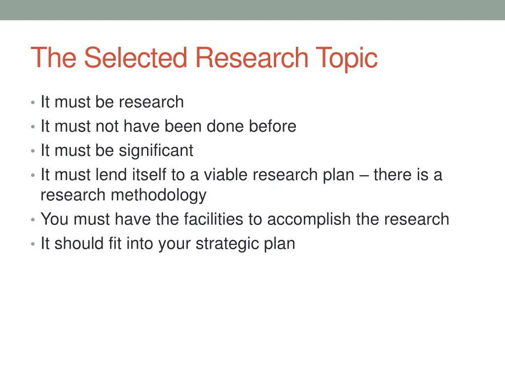 the selected research topic