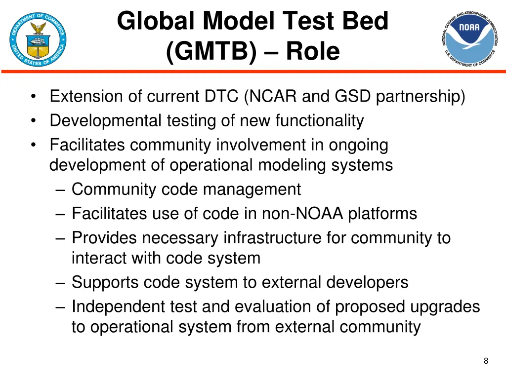 global model test bed gmtb role