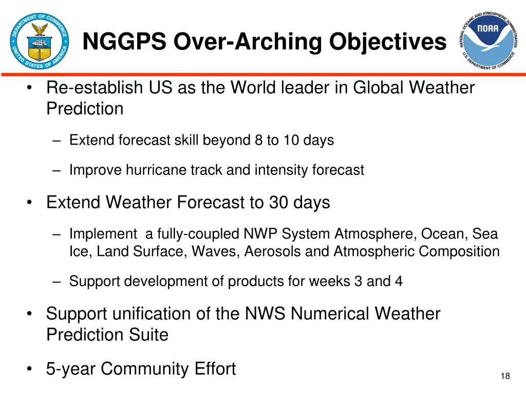 nggps over arching objectives