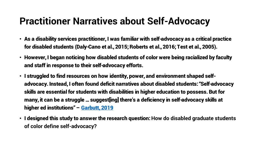 practitioner narratives about self advocacy