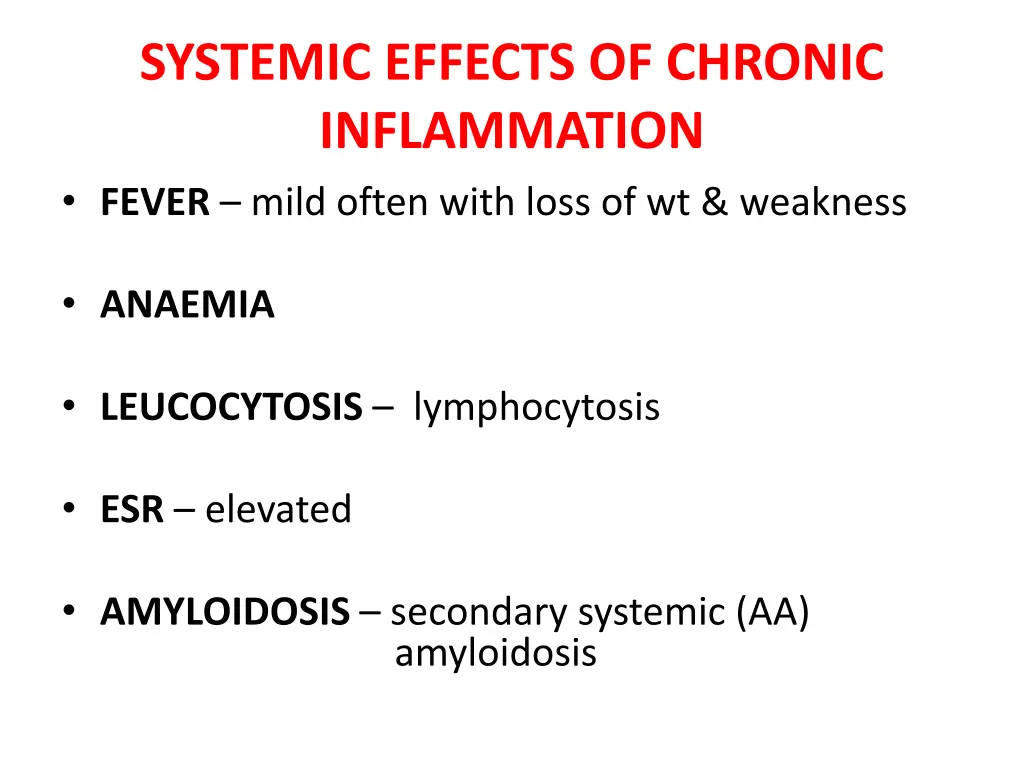 systemic effects of chronic inflammation fever